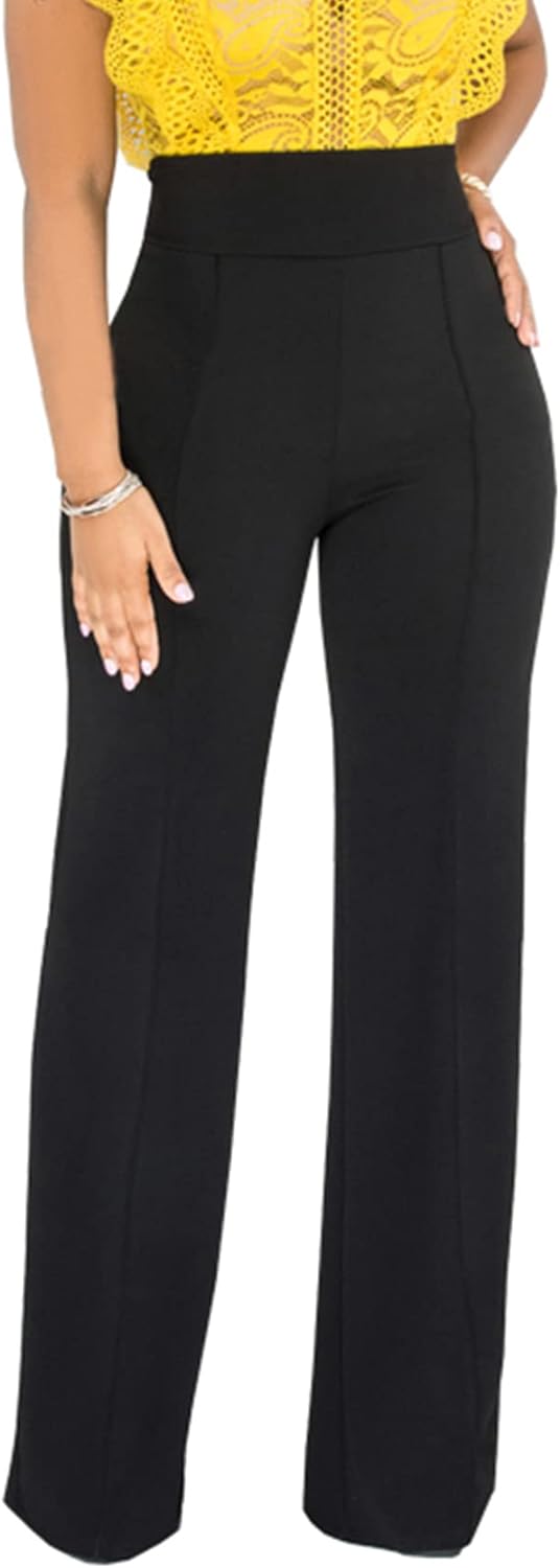 Stretch Straight Wide Leg Long Pants