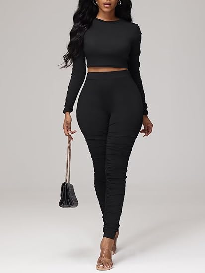 Two Piece Ruched Top Bodycon Pant