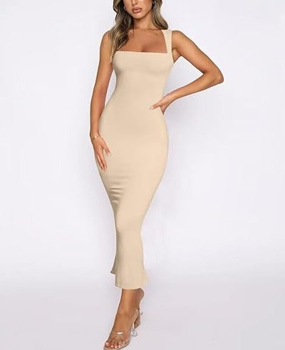 Sleeveless Square Neck Bodycon Dress