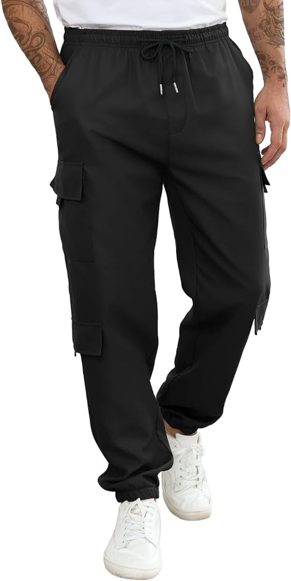 Mens Solid Color Drawstring Pants