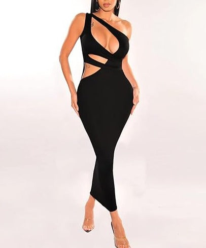 One Shoulder Bodycon Sleeveless Ruched Dress