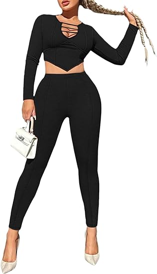 Two Piece Long Sleeve Top skintight Pant