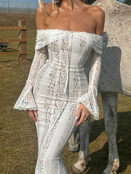 Off Shoulder Lace Maxi Dress