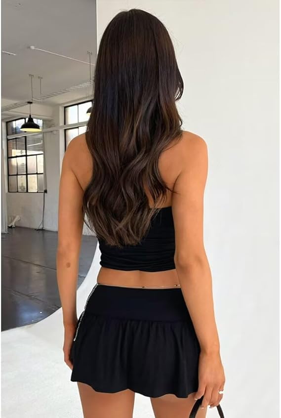 Top de tubo fruncido de dos piezas y falda de corte A