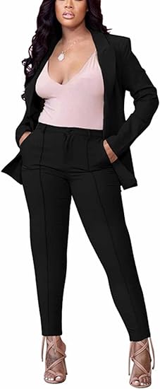 Two Piece Long Sleeve Blazer Pants Set