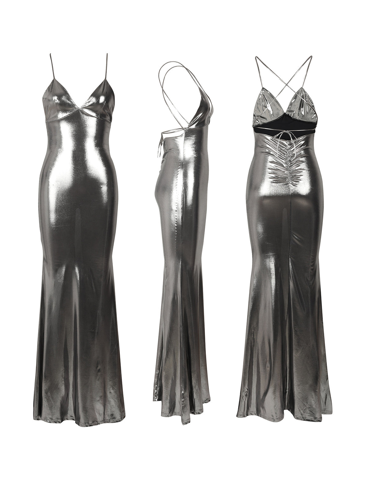 Metallic Spaghetti Strap Maxi Dress