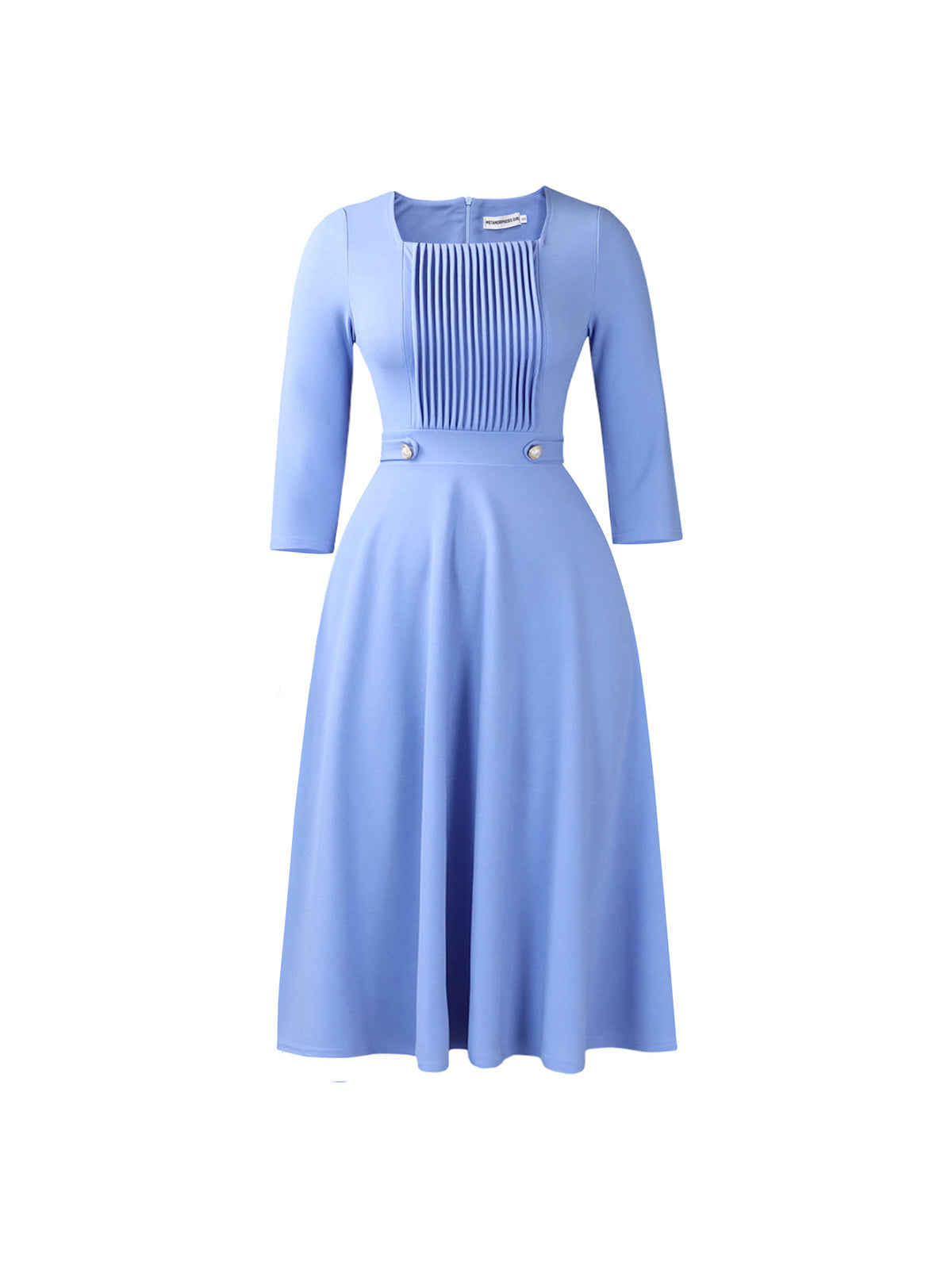 Plus Size Square Neck Pleated Dress