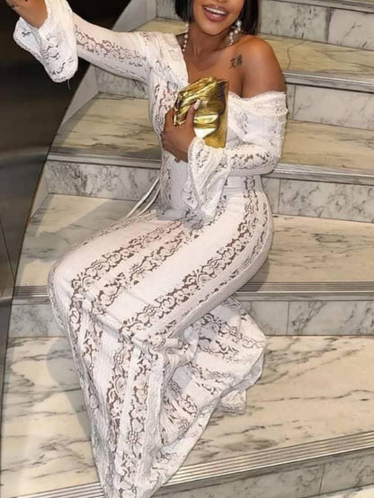 Off Shoulder Lace Maxi Dress