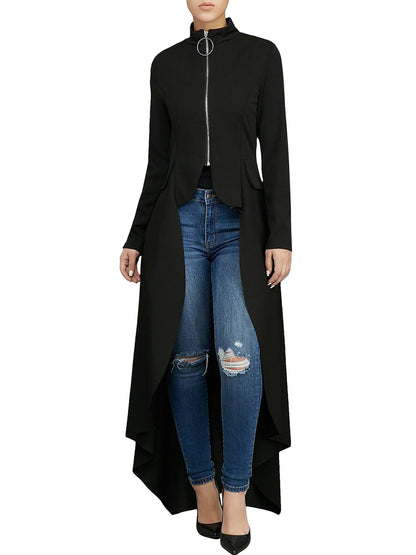 High Low Irregular Zipper Front Tunic Top