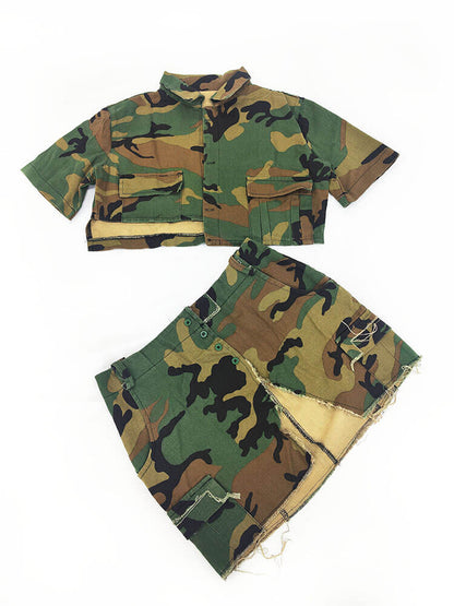 Chaquetas de camuflaje de dos piezas y faldas divididas