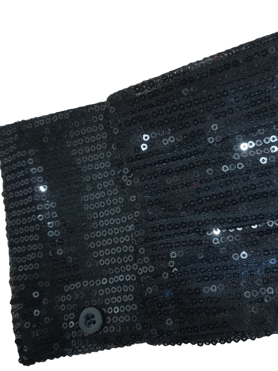 Camisas ajustadas de manga larga con patchwork de lentejuelas