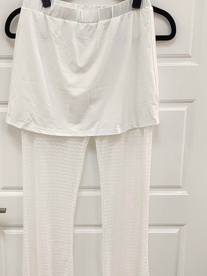 Two Piece Mesh Lace Tube Top Pants Sets