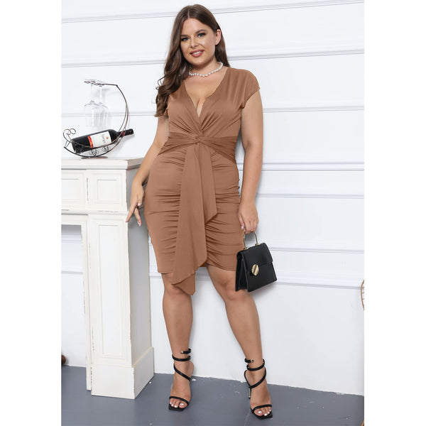 Plus Size Sleeveless V Neck Midi Dress