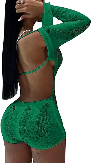 Hollow Out Backless Off Shoulder Bodycon Short Jumpsuit