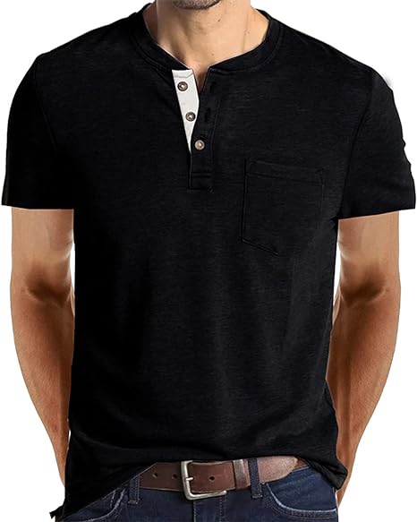 Mens Short Sleeve Button T-Shirt