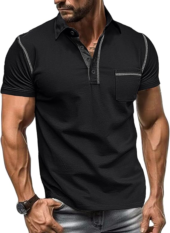 Mens Short Sleeve Button Polo Shirts