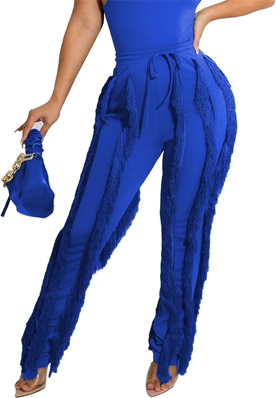 Solid Color Fringe Tassel Long Pants