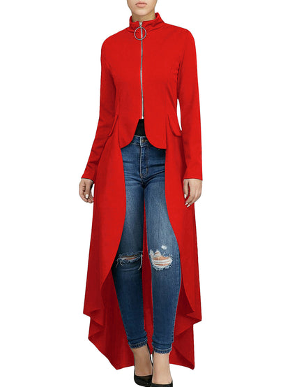 High Low Irregular Zipper Front Tunic Top