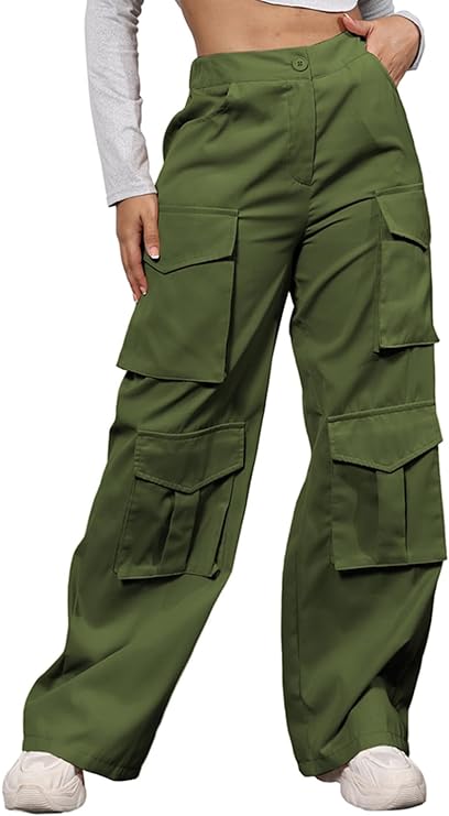 Multiple Pockets Wide Leg Jogger Pants