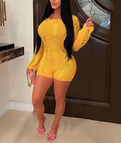 Hollow Out Backless Off Shoulder Bodycon Short Jumpsuit