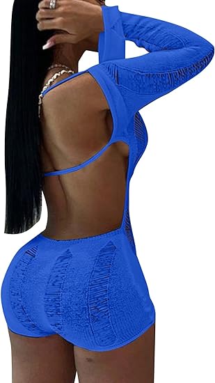 Hollow Out Backless Off Shoulder Bodycon Short Jumpsuit