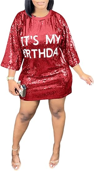 Sequin Glitter Letter Print Shirt Dress