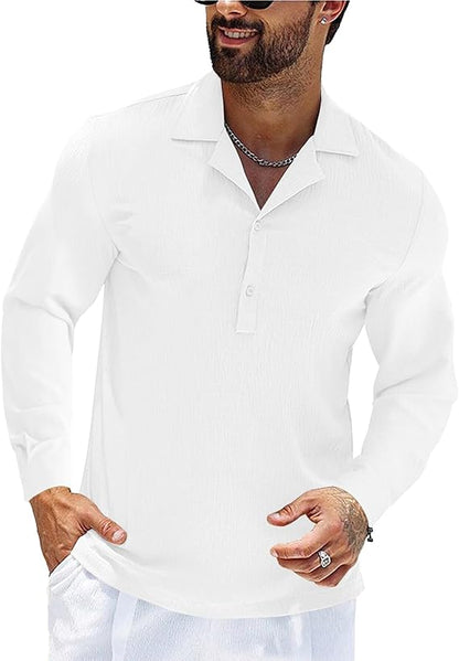 Mens Long Sleeve Button Polo Shirts