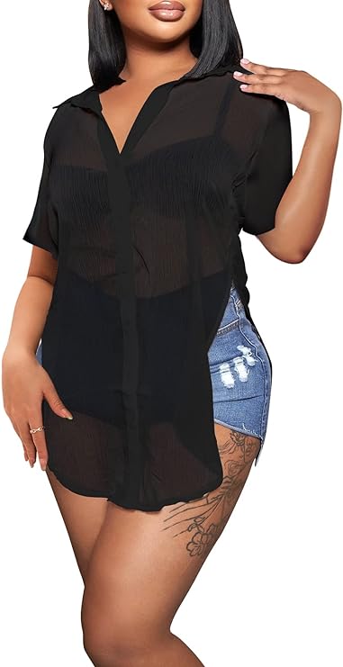 Mesh Short Sleeve Button Shirt