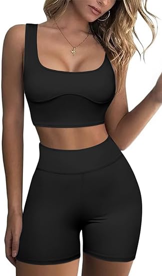 Two Piece Seamless Crop Top Tight Pants