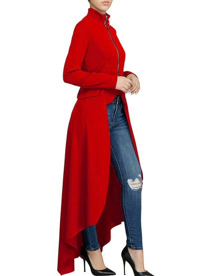 High Low Irregular Zipper Front Tunic Top