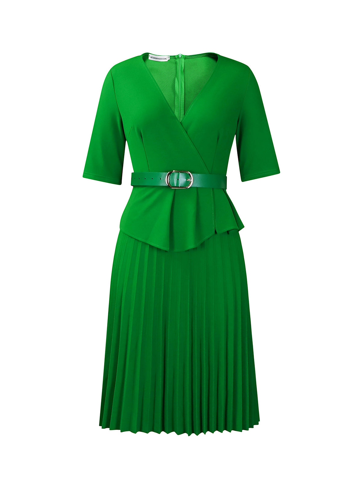 Belted Blazer Pleated Midi Dress