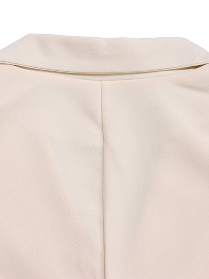 Belted Color-Block Pleated Blazer Midi Dress