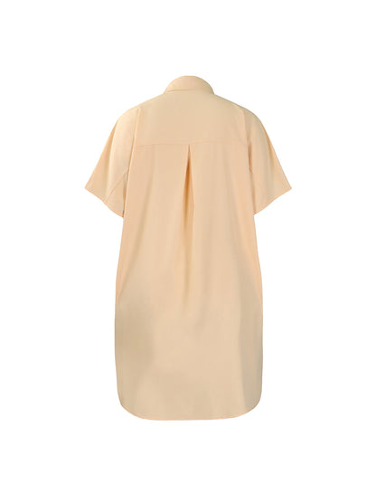 Studded Trim Oversized Shirt Midi Dress