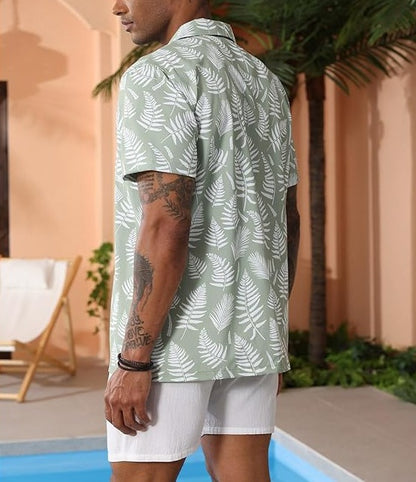 Mens Short Sleeve Button Down Beach Shirts