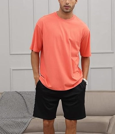 Mens Solid Color Short Sleeve Top