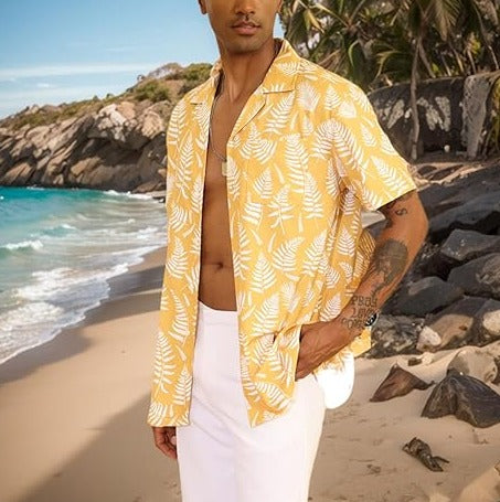 Mens Short Sleeve Button Down Beach Shirts