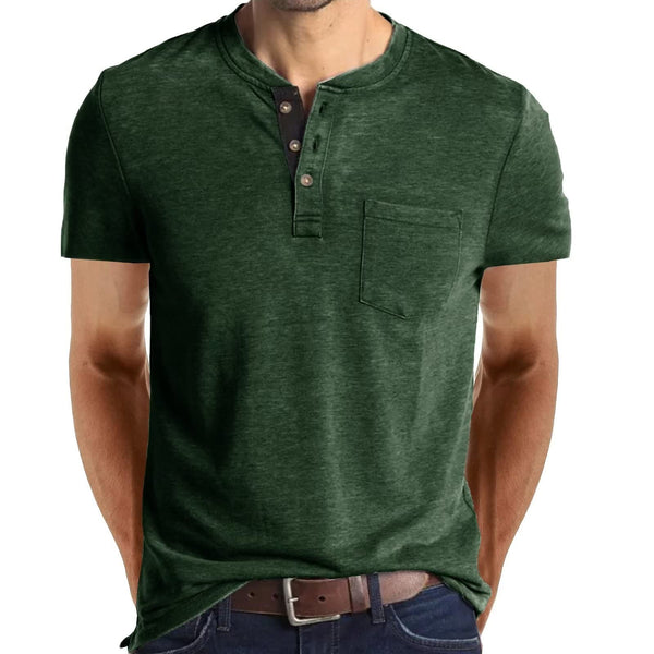 Camisa Henley informal de manga larga para hombre con