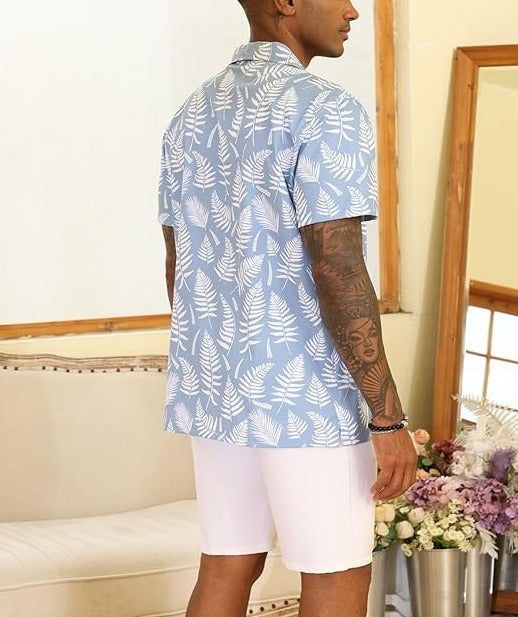 Mens Short Sleeve Button Down Beach Shirts