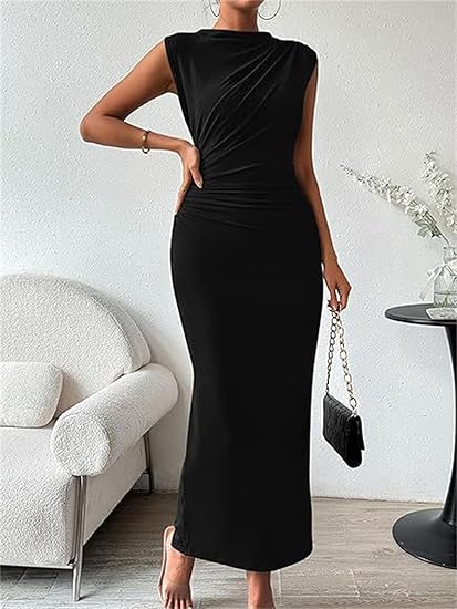 Ruched Bodycon Sleeveless Maxi Dress