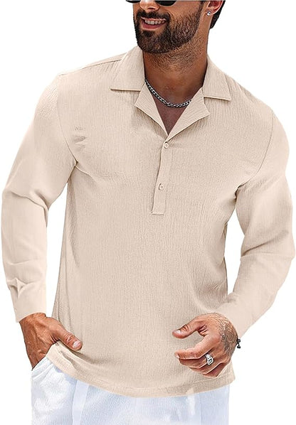 Mens Long Sleeve Button Polo Shirts