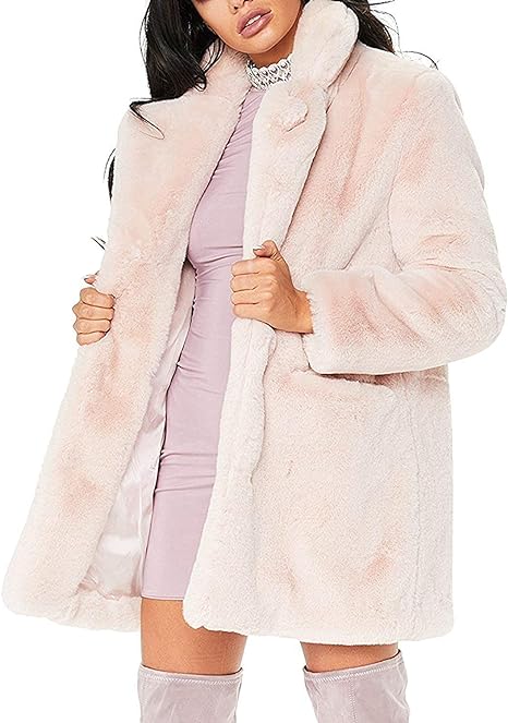 Plush Long Sleeve Warm Lapel Coat