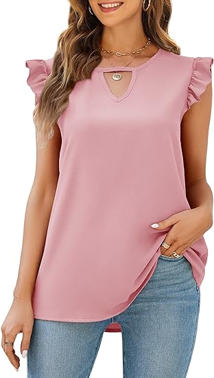 Blusas sin mangas de color sólido con cuello en V Tops