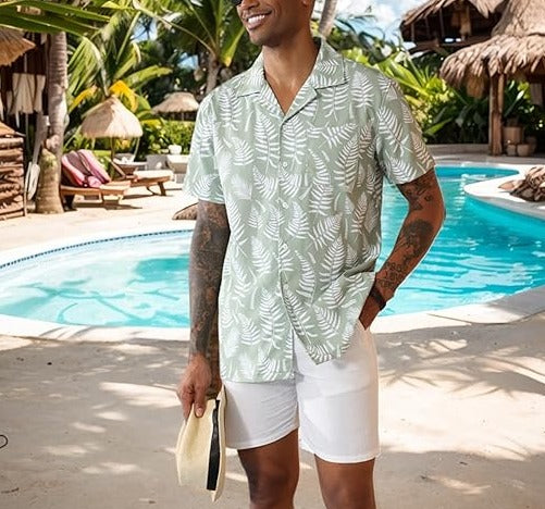 Mens Short Sleeve Button Down Beach Shirts