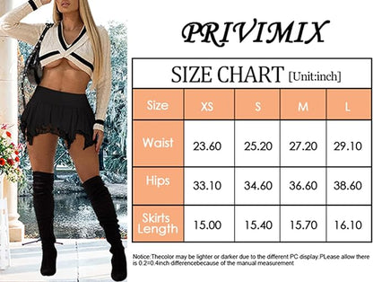 Patchwork Lace Ruffle Pleated Mini Skirt