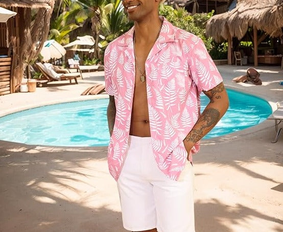 Mens Short Sleeve Button Down Beach Shirts