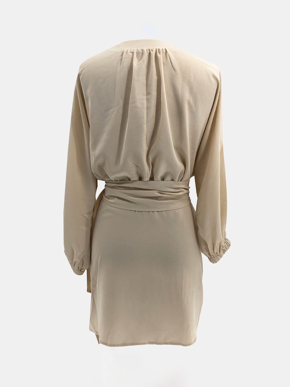 Belted Lantern Sleeve Mini Dress