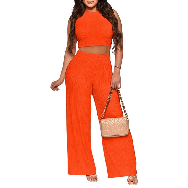 Two Piece Tank Top Wide Leg Pants