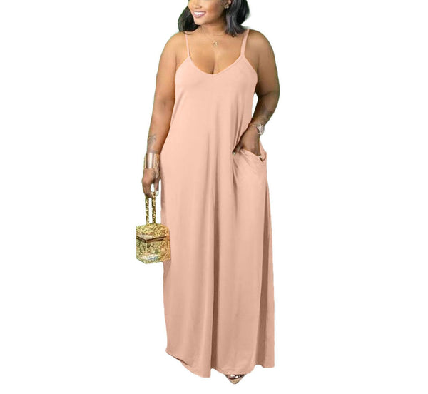 Plus Size Strap Maxi Dress With Pockets