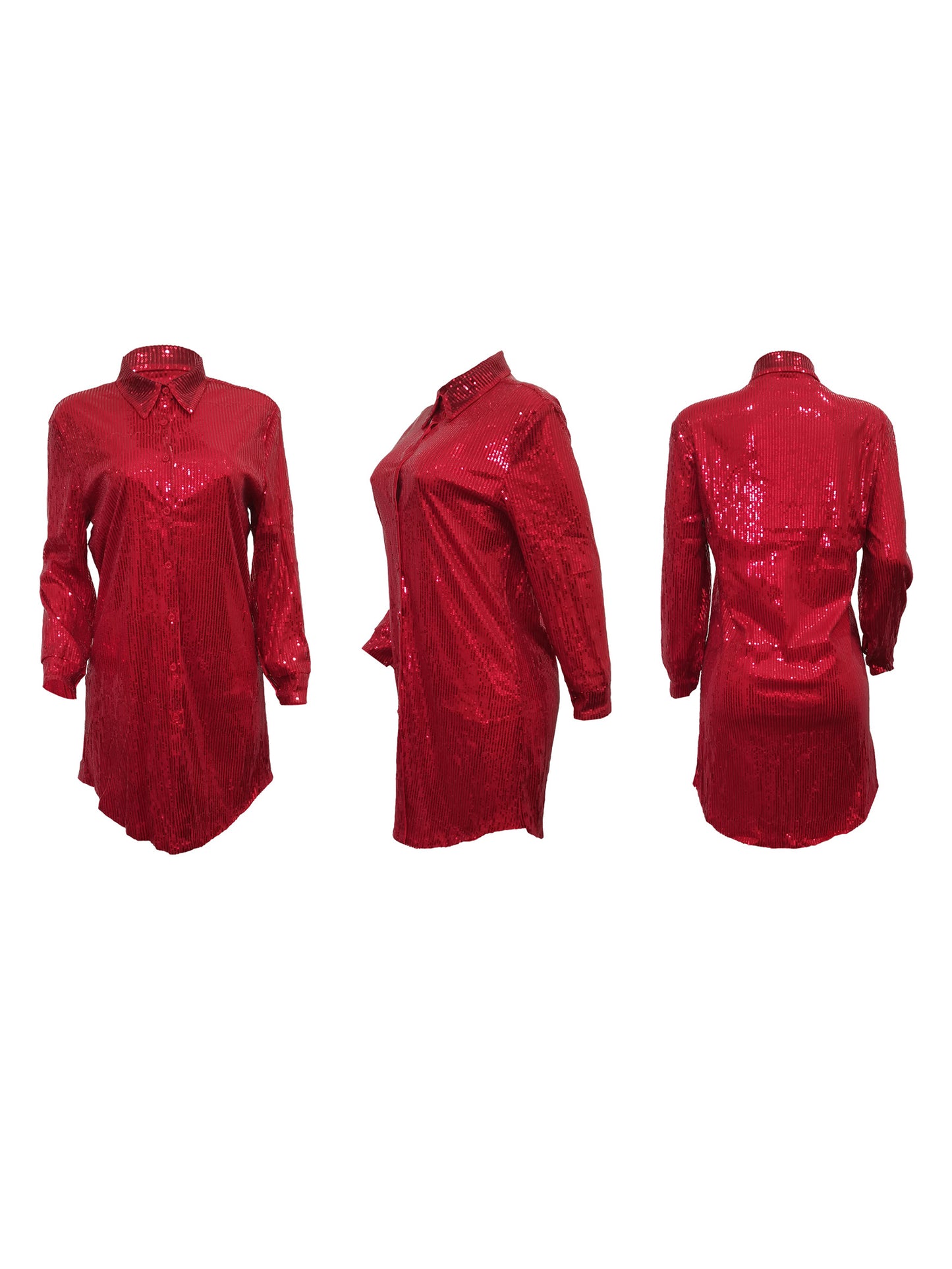 Camisas ajustadas de manga larga con patchwork de lentejuelas