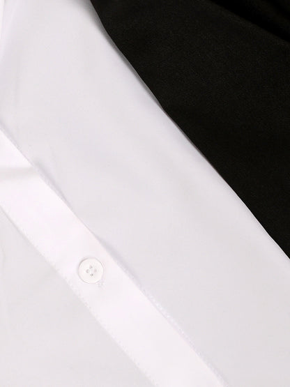 Two-Piece Blazer Shirt Collar Pleated Skirt Set